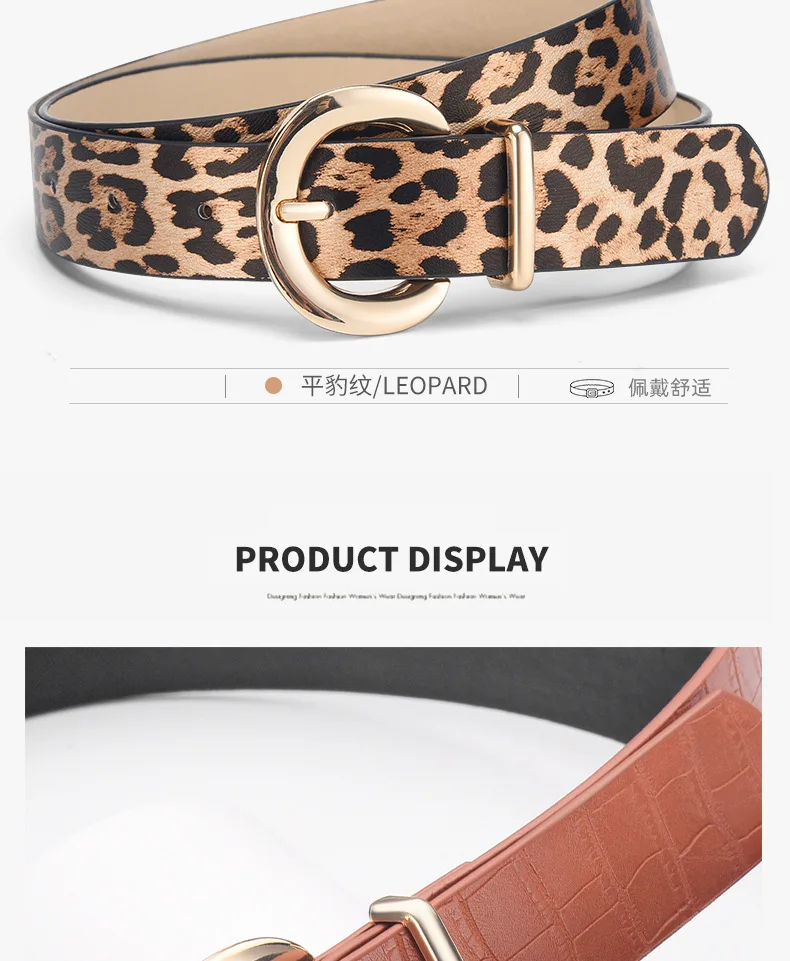 Fashionable Alligator Pattern Belts for Woman 105cm Durable PU Gold Color Buckle Belts Woman's Jeans Belts