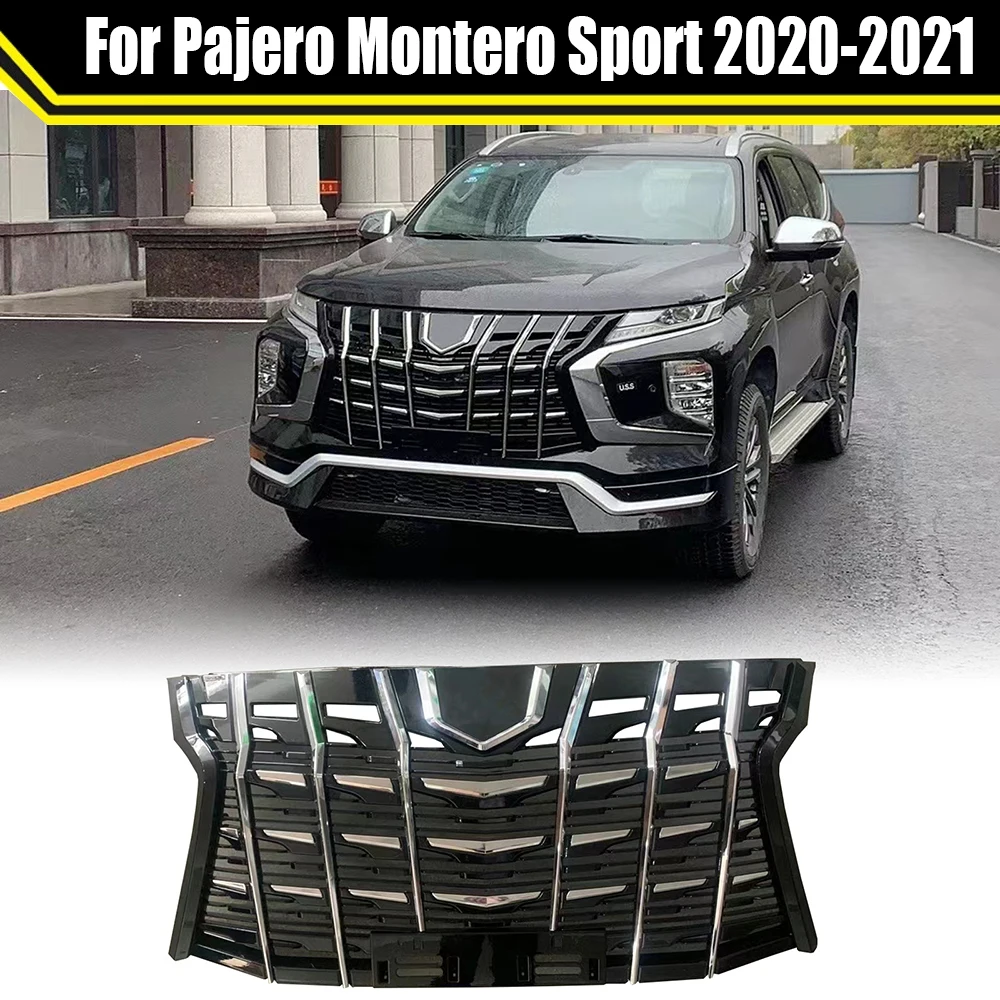 

Pickup Car Accessories Front Mesh Mask Cover ABS Chrome Grills Bumper Grille Fit For Mitsubishi Pajero Montero Sport 2020 2021