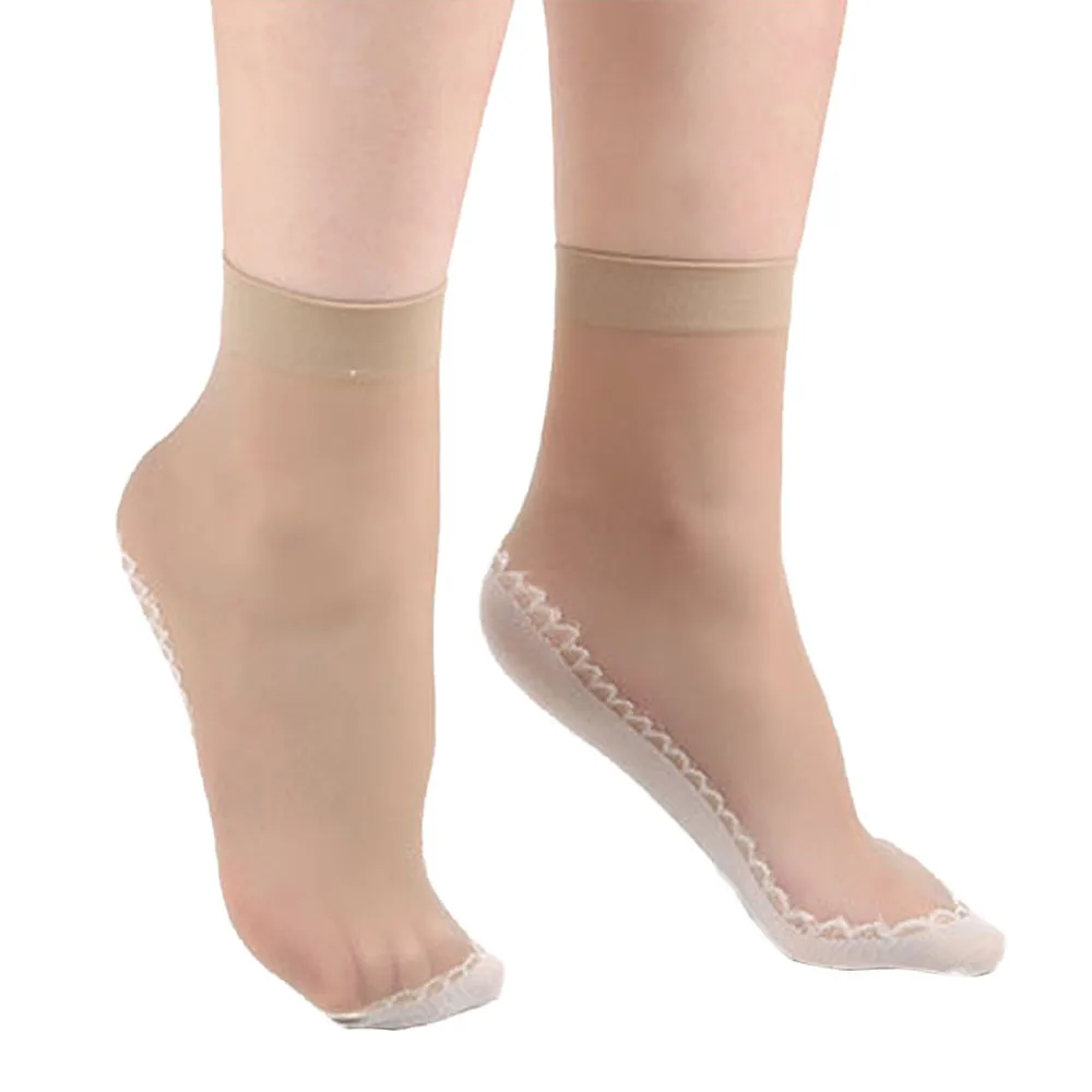 10/30pairs Women Silk Sock Anti-snagging Summer Transparent Socks Cotton Sole Non-slip Seamless Thin Nylon Socks Breathable Sock