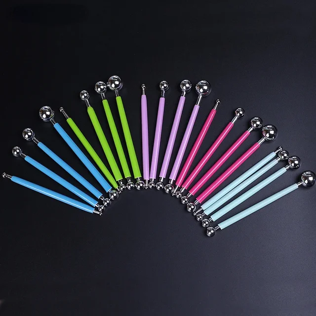 1 ensemble d'outils de Sculpture de points de poterie, stylo en forme d'argile polymère en acier inoxydable, boule métallique, Sculpture en argile, outils de décoration en céramique pour bricolage 2
