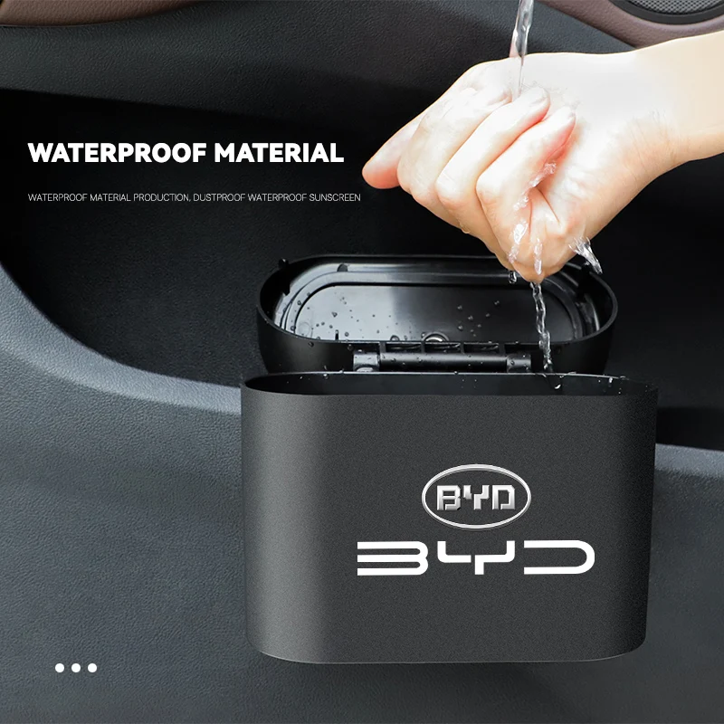 차량용 쓰레기통 자동차 로고 쓰레기통 보관함 액세서리 BYD Tang F3 E6 Atto3 Yuan Plus Song Max F0 G3 I3 Ea1용