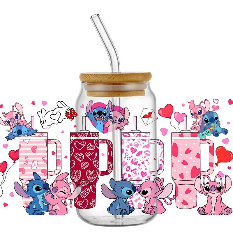 Miniso DTF Sticker 16 OZ Glass Can Wrap 3d Crystal Sticker Waterproof Scratch Resistant Adhesive Sticker
