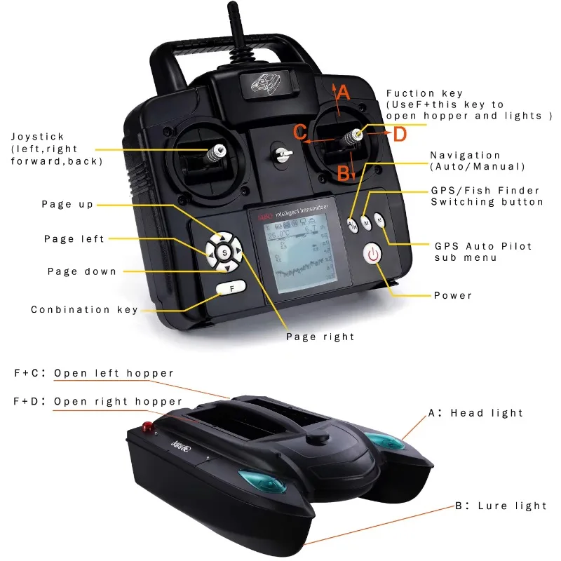 Saltwater Beach Fishing Carp Fishing 3S RC Surfer GPS Bait Boat with 500 Meters Range