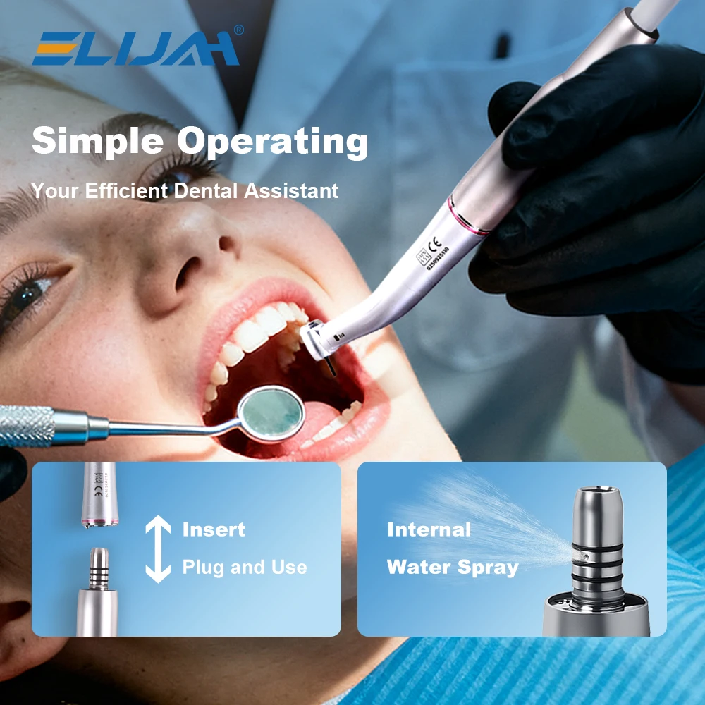 ELIJAH Dental Bürstenloser Motor Dental LED-Lampe Mikro-Elektromotor Winkelstück mit Interner Wassersprühfunktion Zahnmedizinische Ausrüstung