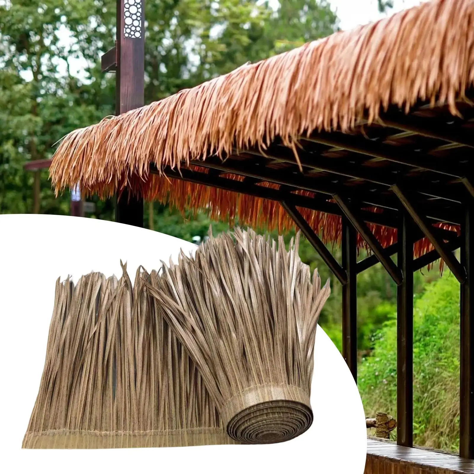 Palm Thatch Roll Blinds 39x20 inch Decorate Straw Roofing Panel Straw Roof Thatch Hut Thatch for Bar Huts Roof Fence Decoration