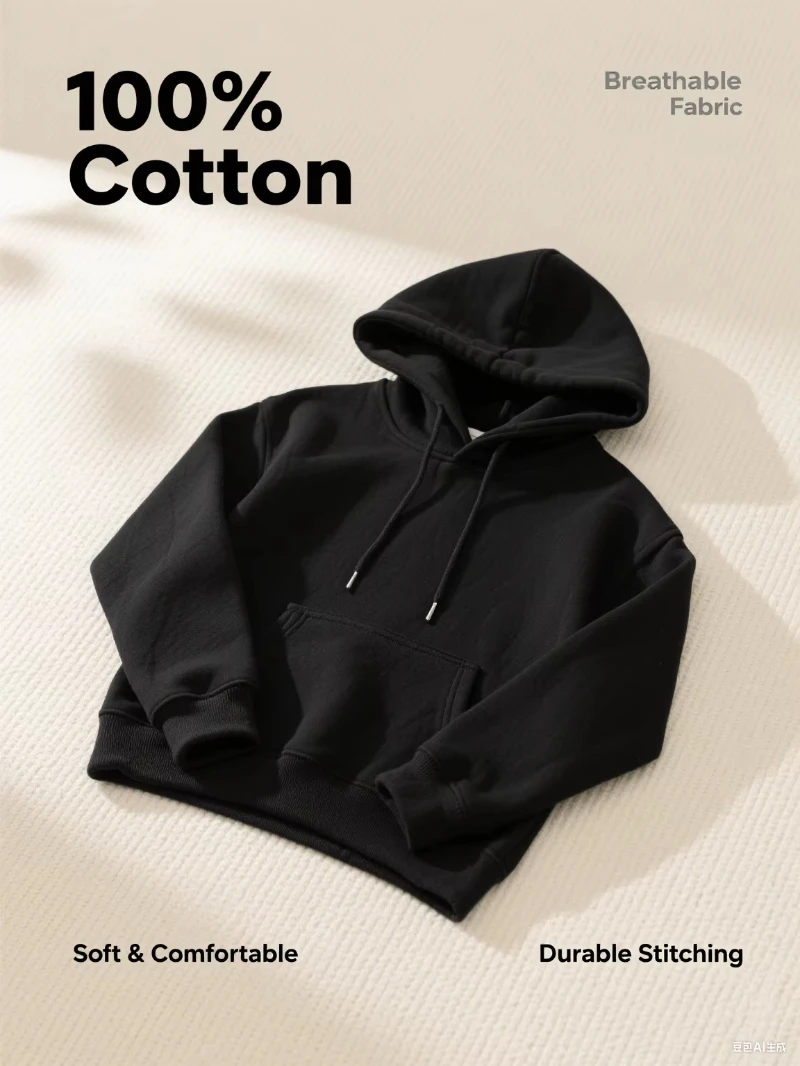 Cotton Hooded Sweatshirt - Casual Cotton Hoodie | Solid Color Fashion Fit Pullover