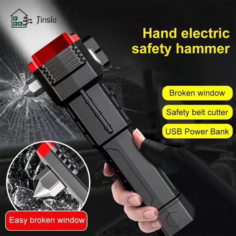 

New Super Bright LED Flashlight Side Light COB Built-in Battery Multifunctional USB Charging With Magnet Torch Safety Hammer Hot