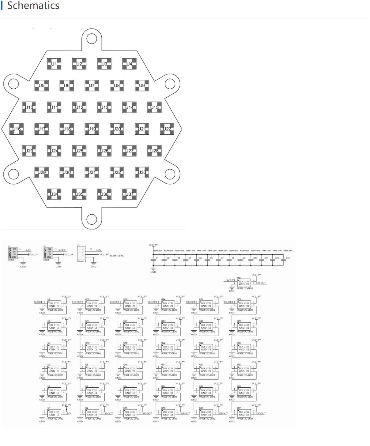 Official Neo HEX 37 RGB LED Board (WS2812)