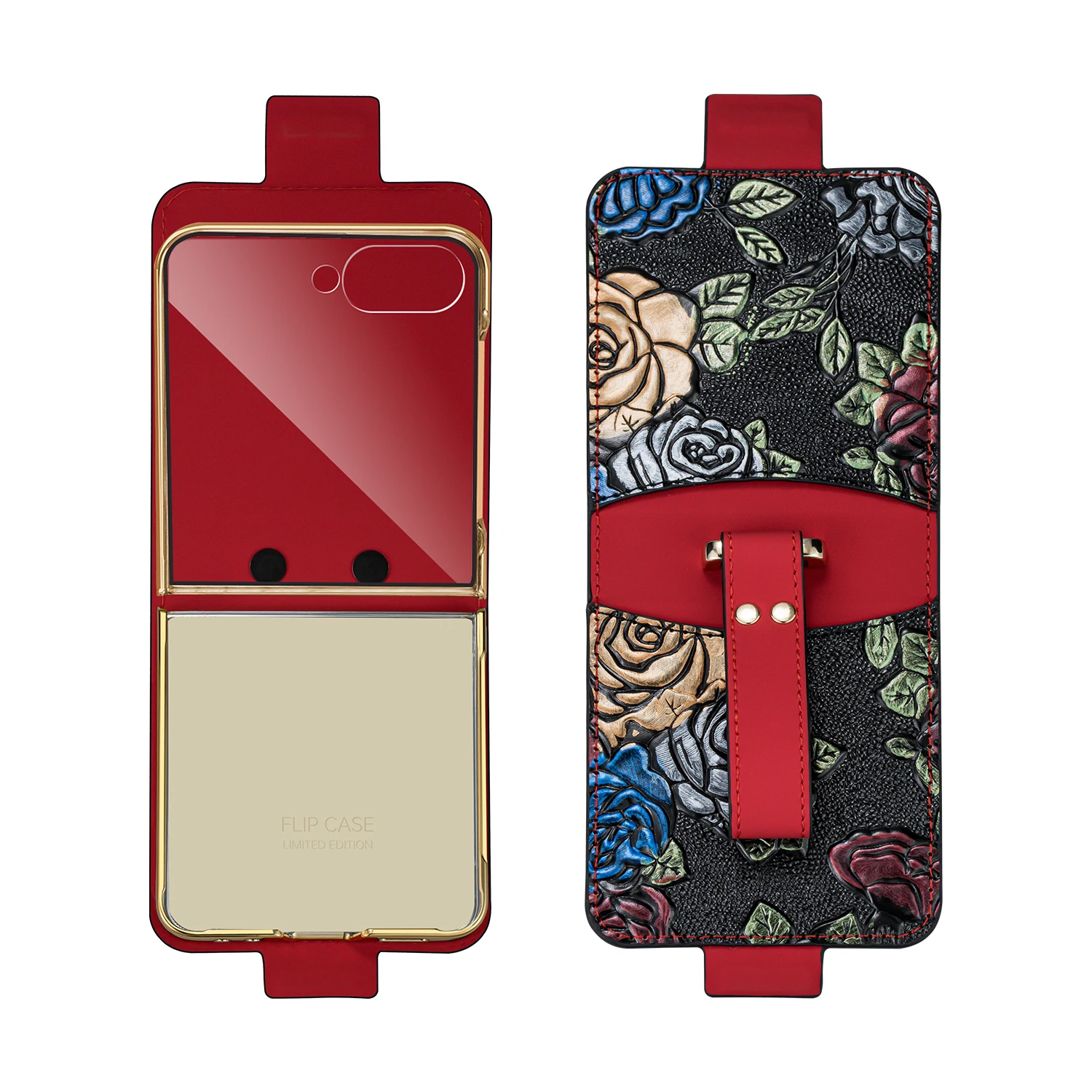 VIETAO Stylish PU Leather Phone Case with Card Slots & Wrist Strap - 3D Relief Design