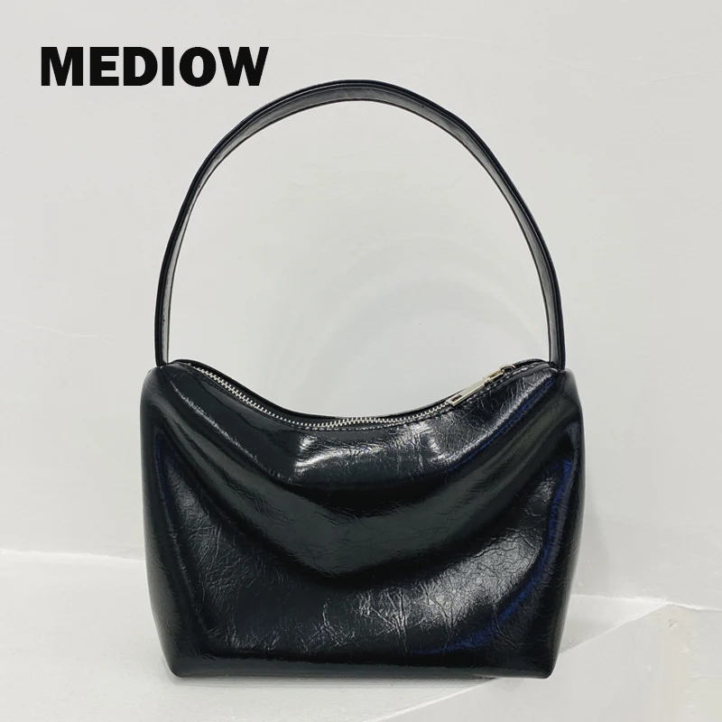 

Повседневные женские сумки-Хобо MEDIOW, роскошные дизайнерские сумки с ручками и кошельки, новинка 2023, сумка через плечо из мягкой вощеной кожи PU