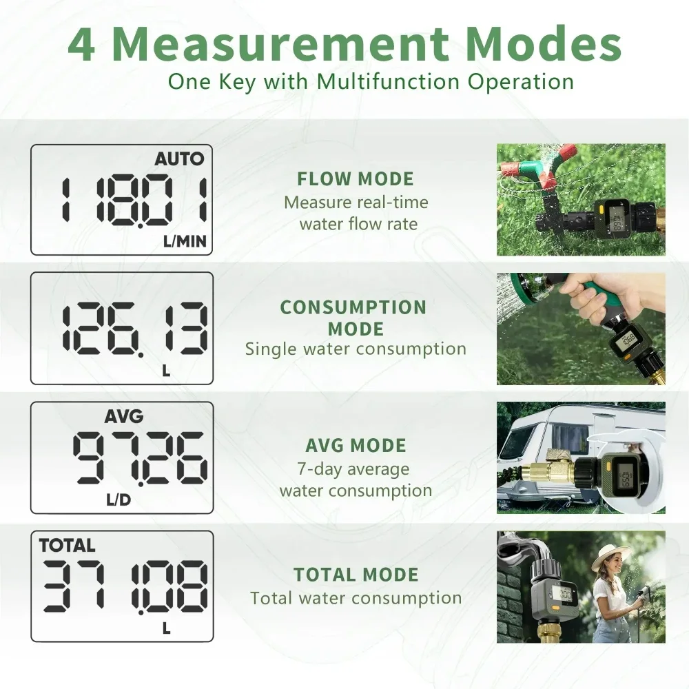 Diivoo Digital Water Flow Meter IP54 Highly Accurate Measurement of Water Consumption for Outdoor Garden Watering Tanks