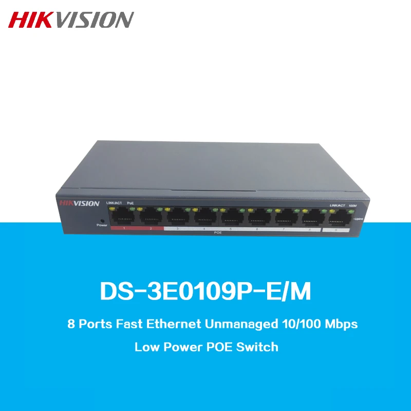 

HIKVISION, 8 портов, POE, переключатель, быстрая локальная сеть, неуправляемый, 10/100 Мбит/с, низкая мощность