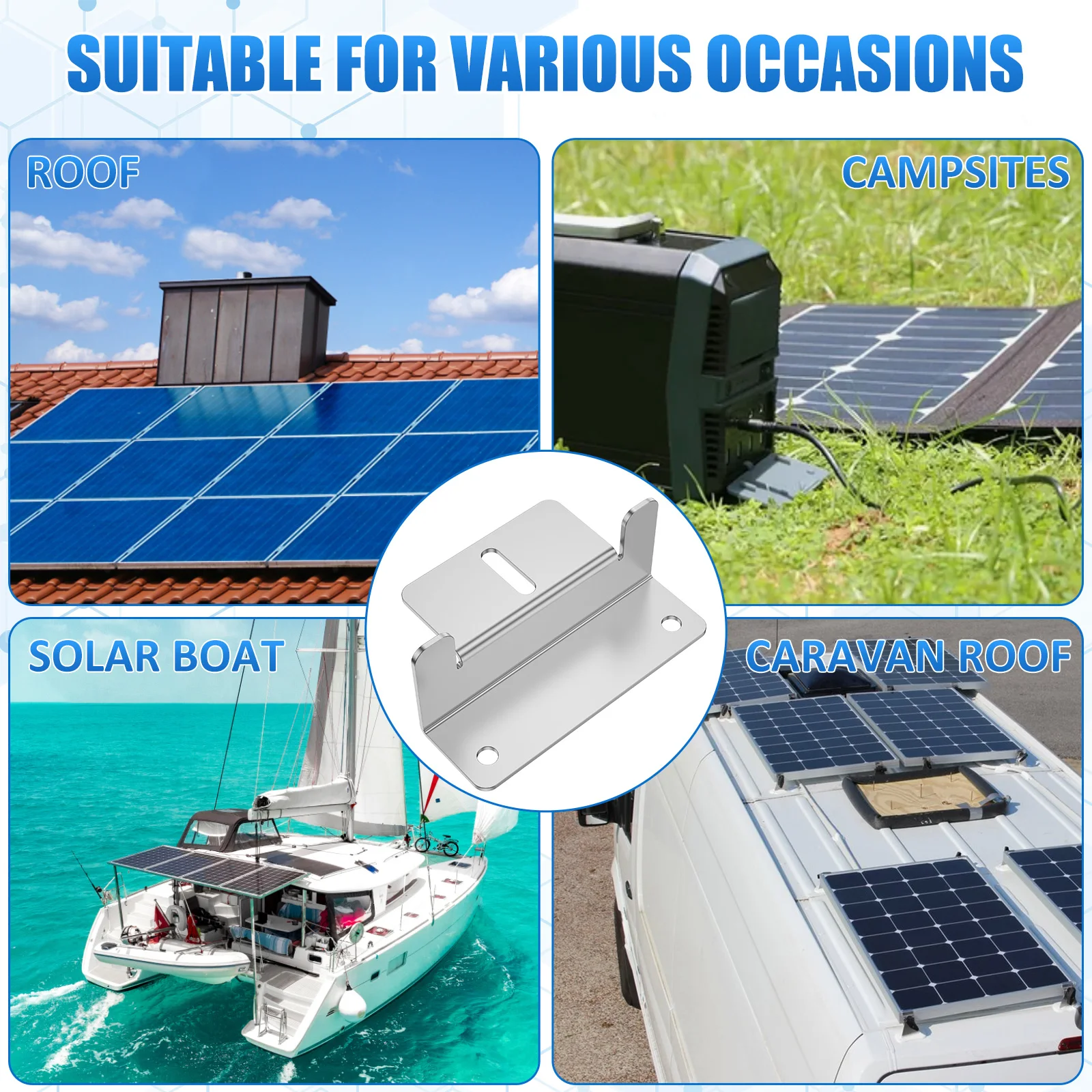 Solar Panel Z Bracket Mount folding shelf bracket shelf bracket tv wall mount bracket Lightweight Anodized Aluminum Mounting Brackets For RVs Trailers Vans Campers Boats Walls 8PCS/Set