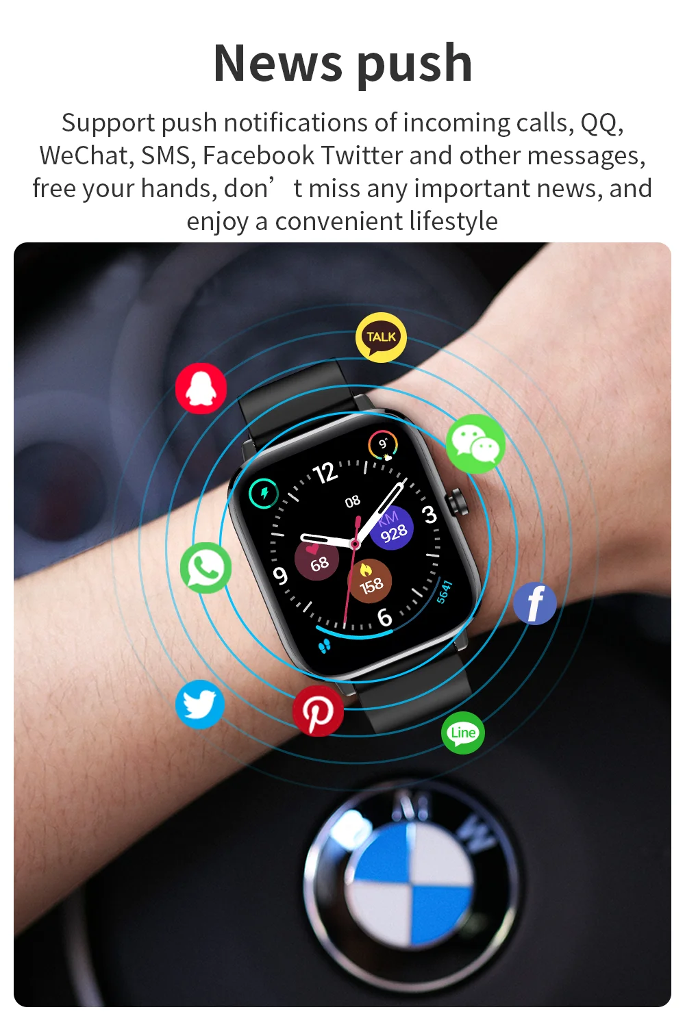 2022 Body temperature Bluetooth-compatibl calling Music control Heart rate Blood pressure  A variety of sports mode Smartwatch