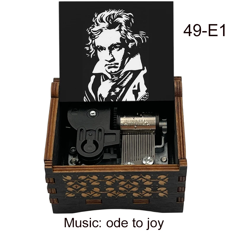 Famous Ode an die Freude Music Box Ode to Joy Black Wooden 18 Tones Mechanical Handmade Ornament Friends Family Birthday Gift 5