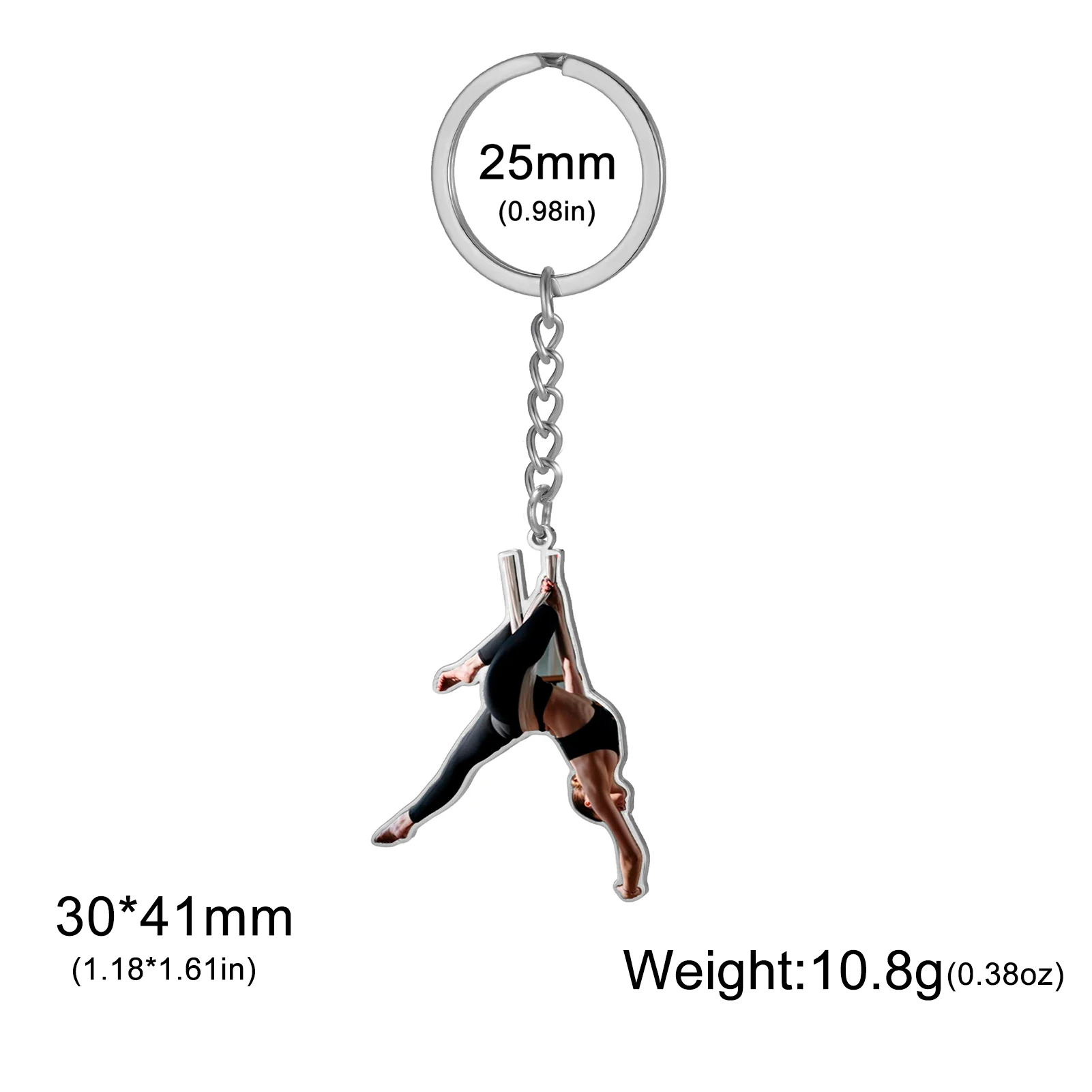 COOLTIME Bunter bedruckter Yoga-Schlüsselanhänger aus Edelstahl, stilvolles Sportzubehör, Unisex-Schmuck für Yoga-Enthusiasten – Detail 20