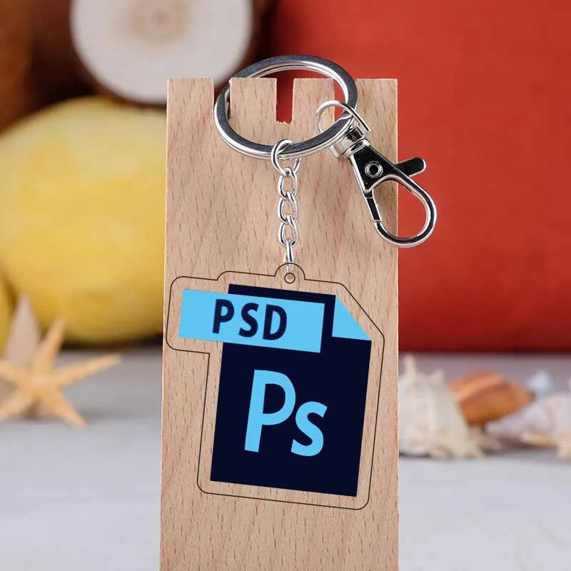 Game Keychain Acrylic Software Icon Keychain AI Excel JAVA Badge PVC Pendant