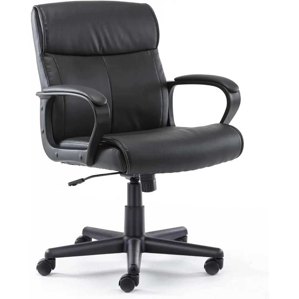 

Office Chair - Mid-Back Computer Desk Chair with Armrests, Height Adjustable Home Chair, 360-Degree Swivel, Lumbar Support,
