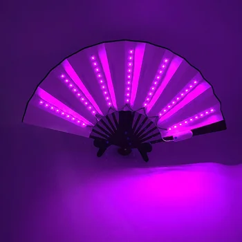 Neon Light Up Bar Foldable Hand Fan dance performance Luminous LED Fans Glowing Kung Fu Chinese Bamboo Fan Concert Support Props 2