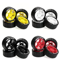 1/10 RC Rally Street Tires with Wheels 12mm Hex Hub Racing Tyres Fit for Tamiya HSP 94123 TT01 TT02  On Road Touring Car 4pcs 6