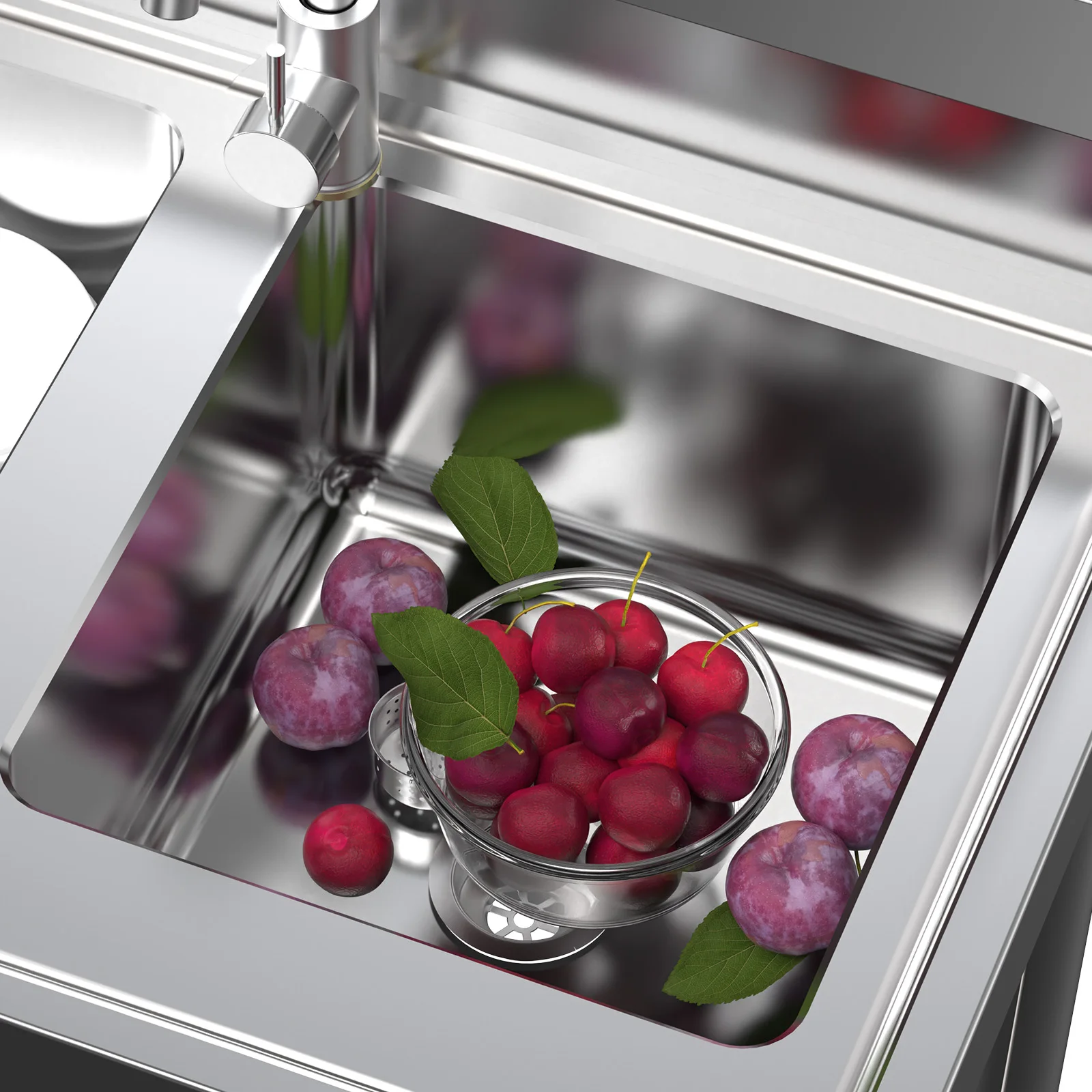 3 Compartment Kitchen Sink Stainless Steel Freestanding with Faucets 39*18*35.8in