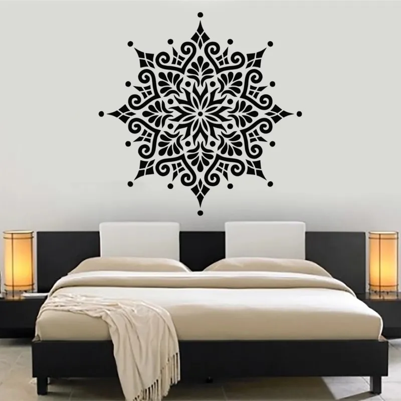 

Vinyl Mandala Wall Sticker, Religious Yoga Room Art Deco, Home Living Room Bedroom Bedside Mandala Flower Wall Sticker mtl05