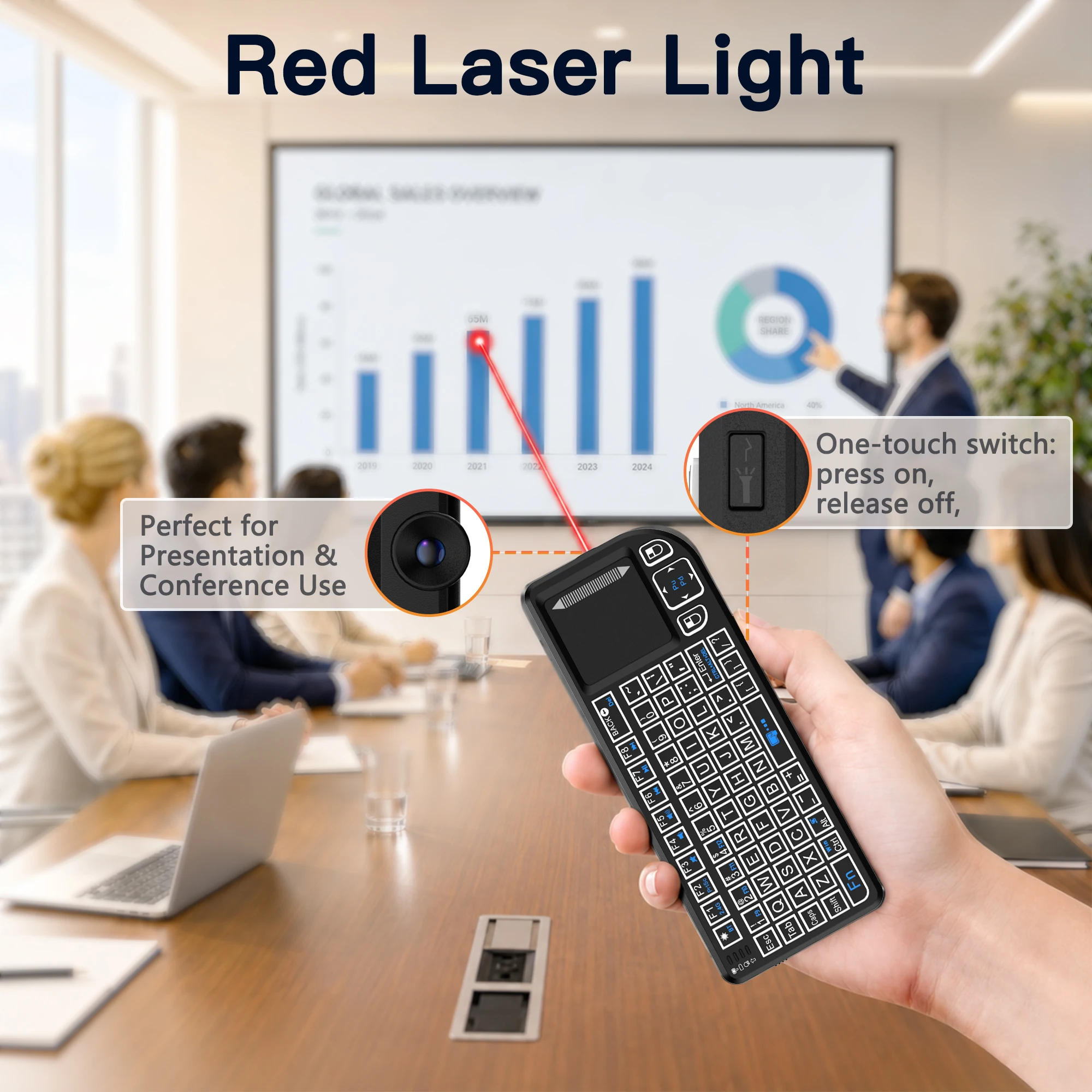 Wireless Mini Keyboard with Touchpad & 7-Color Backlit