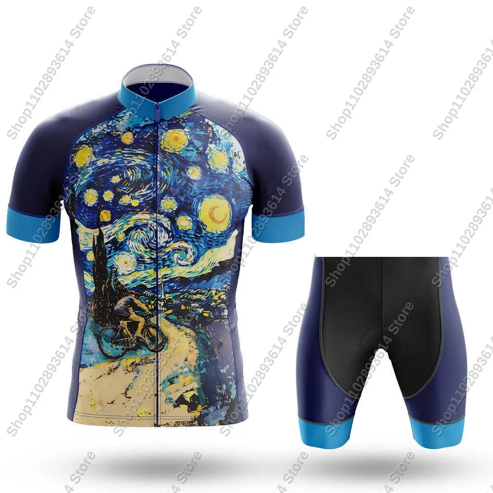 Starry-Night Cycling Jersey Set 2025 Clothing Summer Men Road Bike Shirts Suit Bicycle Bib Shorts MTB Ropa Maillot 3