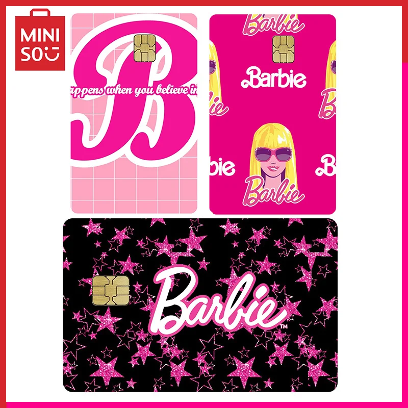 

Miniso Barbie Game Card Sticker 2023 Kawaii Anime Small Chip Credit Debit Card Pvc Matte Stickers Film Tape Gifts Original