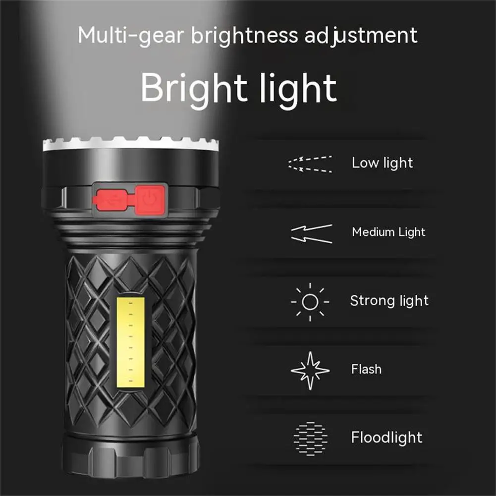

Portable Small Torch 7led Usb Rechargeable Waterproof Cob Side Light Glare Flashlight For Outdoor Home