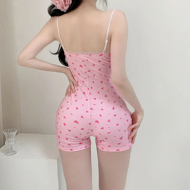 Women's Jumpsuit Spicy Girl Lace Lace Patchwork Floral Tight Fitting Suspender Jumpsuit Curve Feelin Casual Pants New Women's