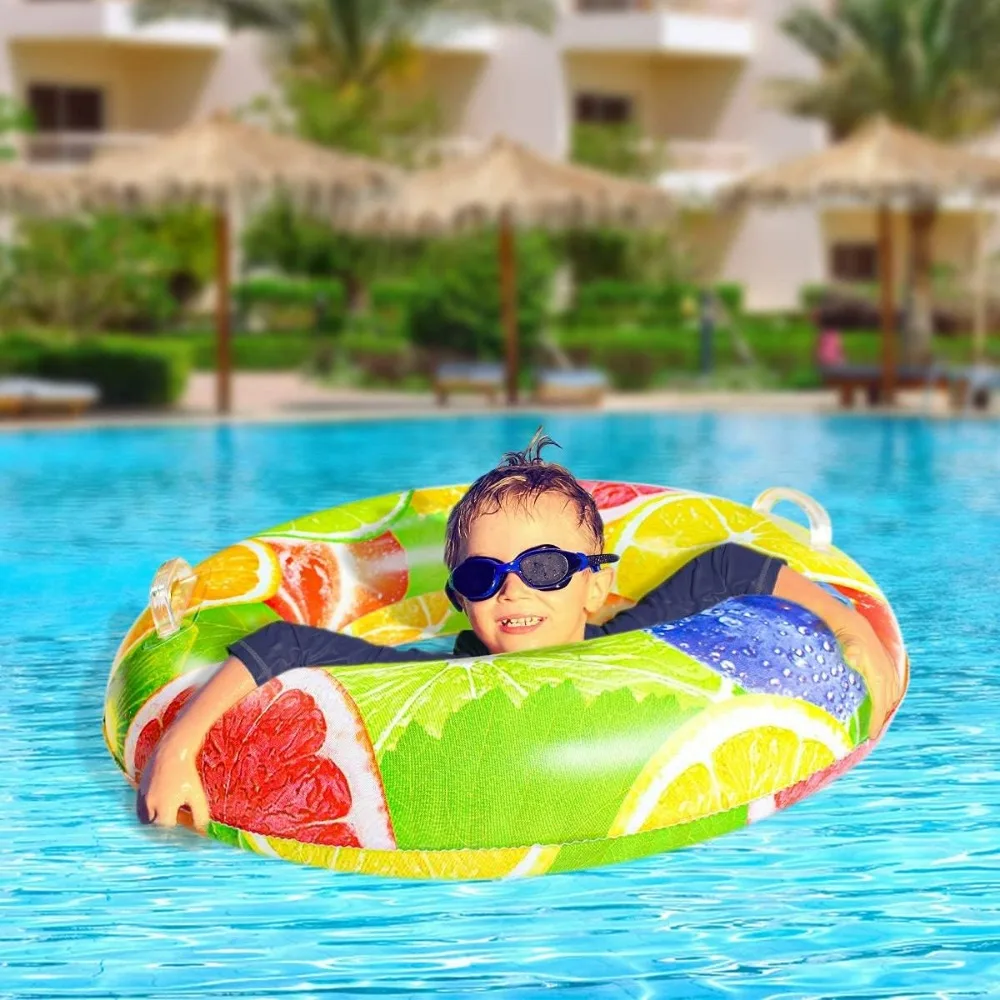 PVC retro striped swimming ring thickened lifebuoy children's swimming inflatable floating ring children's beach toy pool party 3