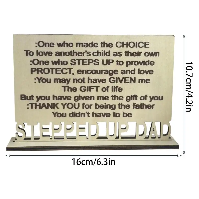 2025 Stepped Up Dad Sign Wooden Rustic Home Decoration Farmhouse Table Centerpiece for Desk Entrance Cabinet Father's Day Gift