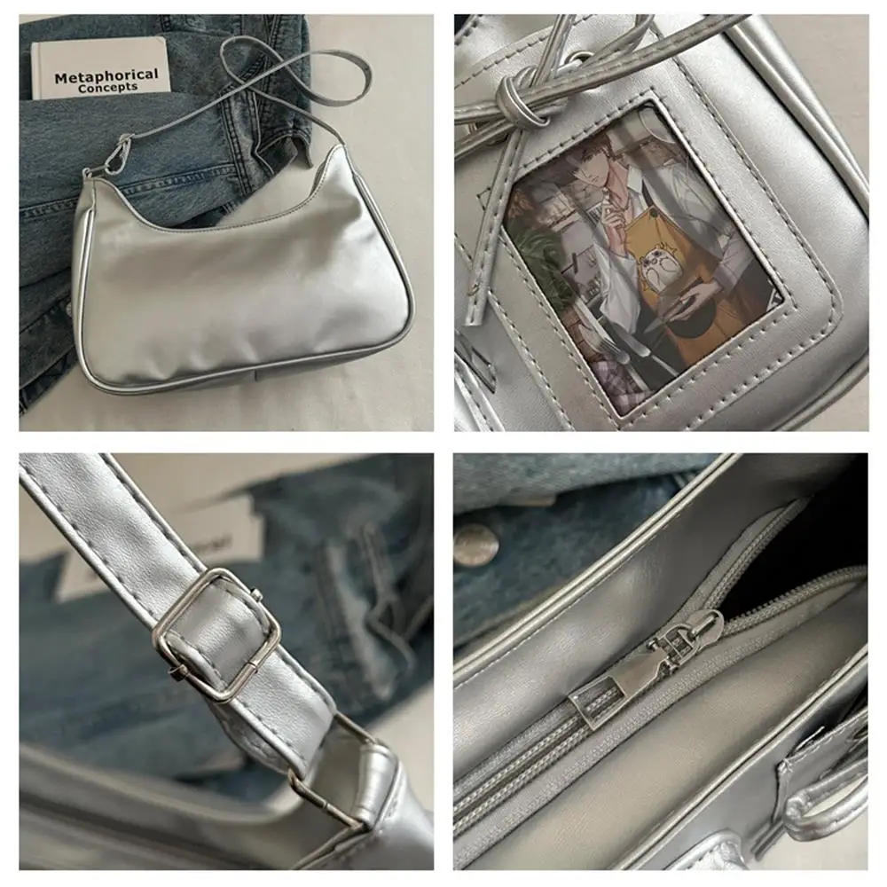 Y2k Korean Transparent Ita Bag Girls Sweet Lolita Jk Handbag Fashion School Crossbody Bag Harajuku Anime Badge Display Tote Bag 5