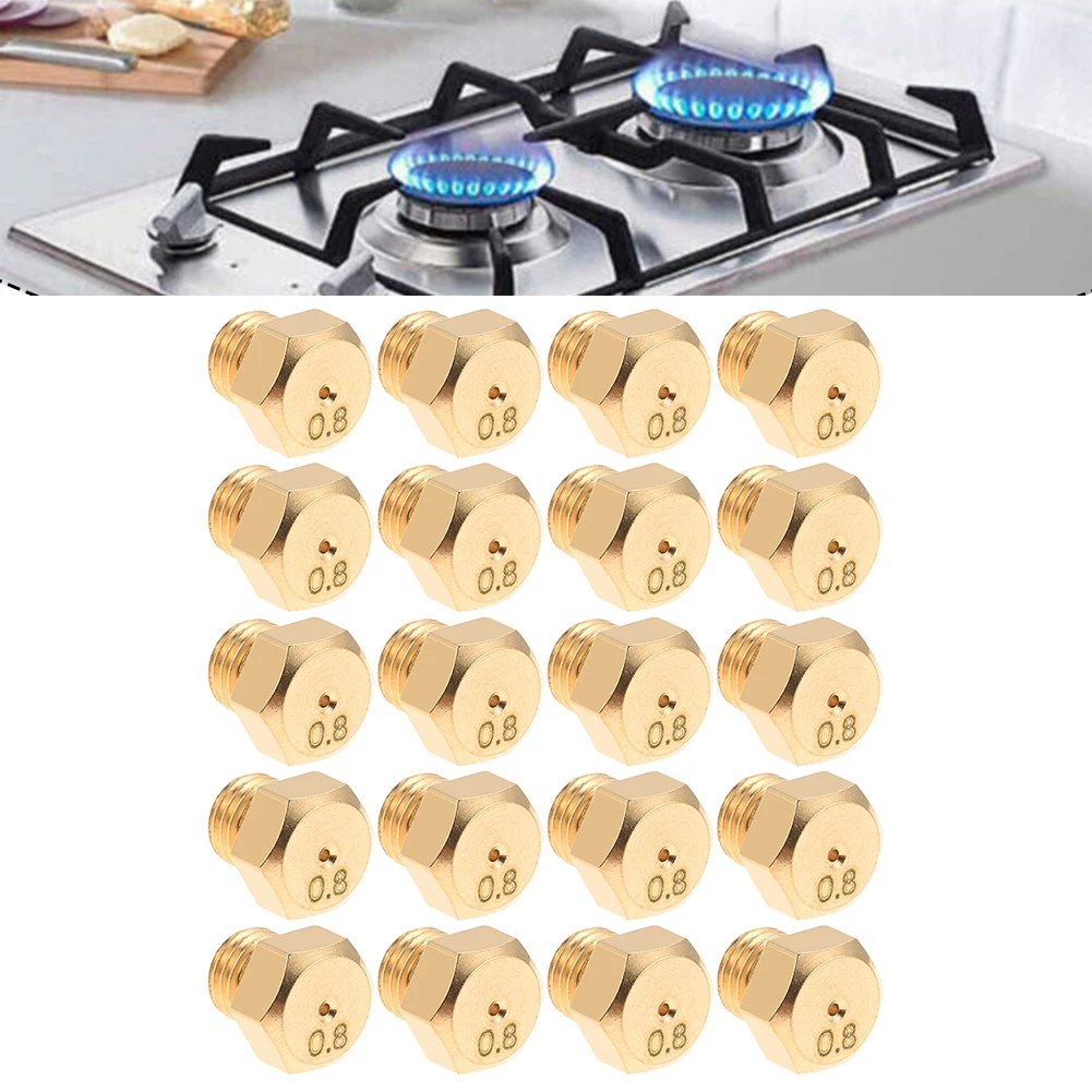 20pcs 1/4" Brass Nozzles 0.8mm Spray Hole For Propane Natural Gas Grill Burners Home Improvement Accessory In Stock