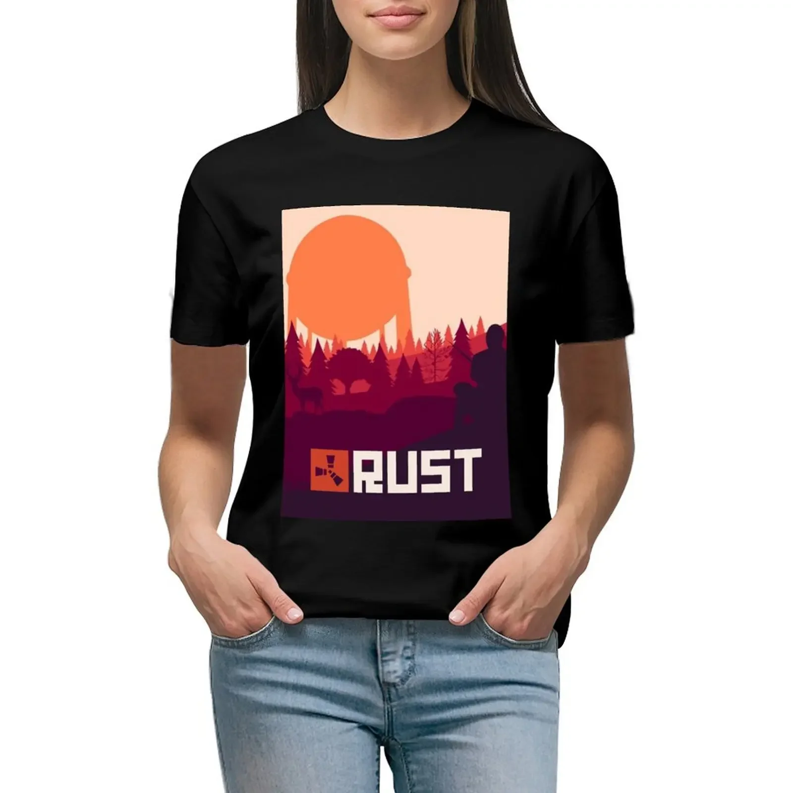 

Rust game dome vector art T-shirt summer tops animal print shirt for girls cute tops workout shirts for Women loose fit