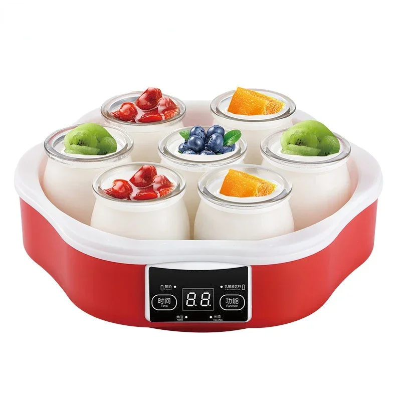 Automatic Yogurt Machine With Glass Cups Stainless Steel Liner Natto Rice Wine Maker Wth Digital Panel DIY Yogurt Tools EU yogurt maker