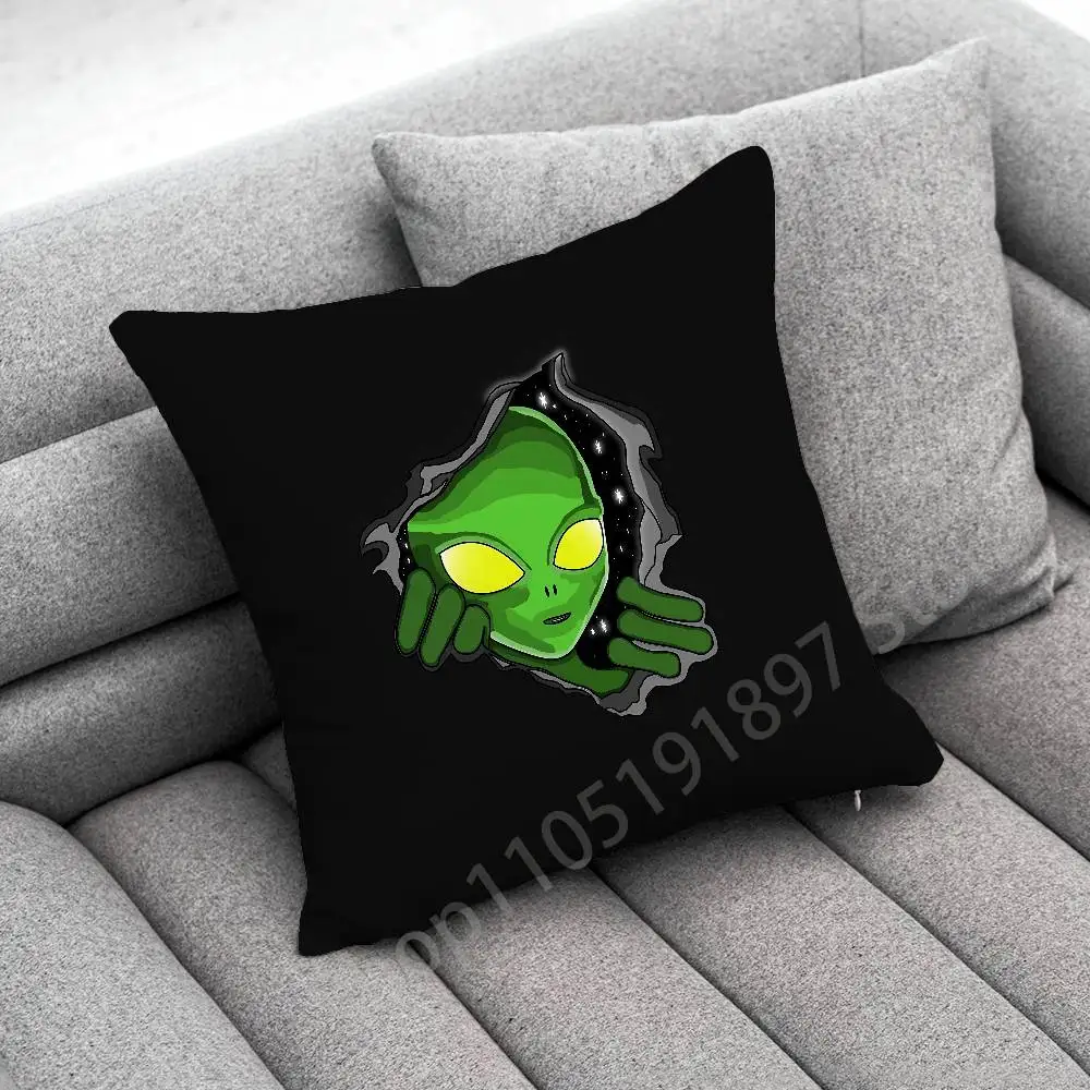 Lustiger Weltraum-UFO-Alien-Sache-Kissenbezug für 55 x 55 cm, 30 x 30 cm, 50 x 50 cm, 45 x 45 cm, 40 x 40 cm, quadratischer Stuhl-Kissenbezug – Detail 14