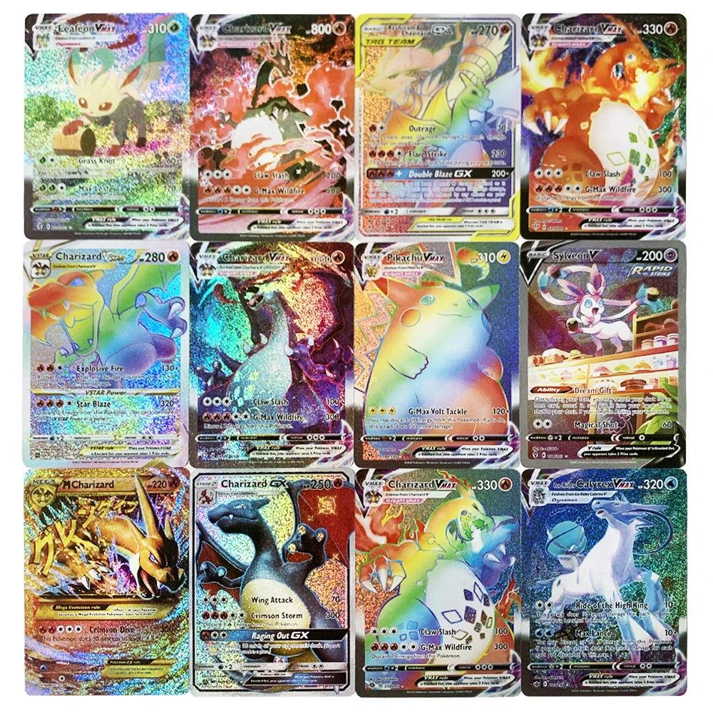 Pokemon cards 10-100Pcs English French Spanish German Italian V GX MEGA TEAM EX game battle card collection toys gifts