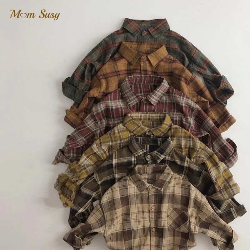 Moda Neonata Ragazzo Camicia A Quadri In Cotone Neonato Bambino Bambino Pantaloni Vestito Primavera Autunno Estate Bambino Vestiti Casual 1-7Y