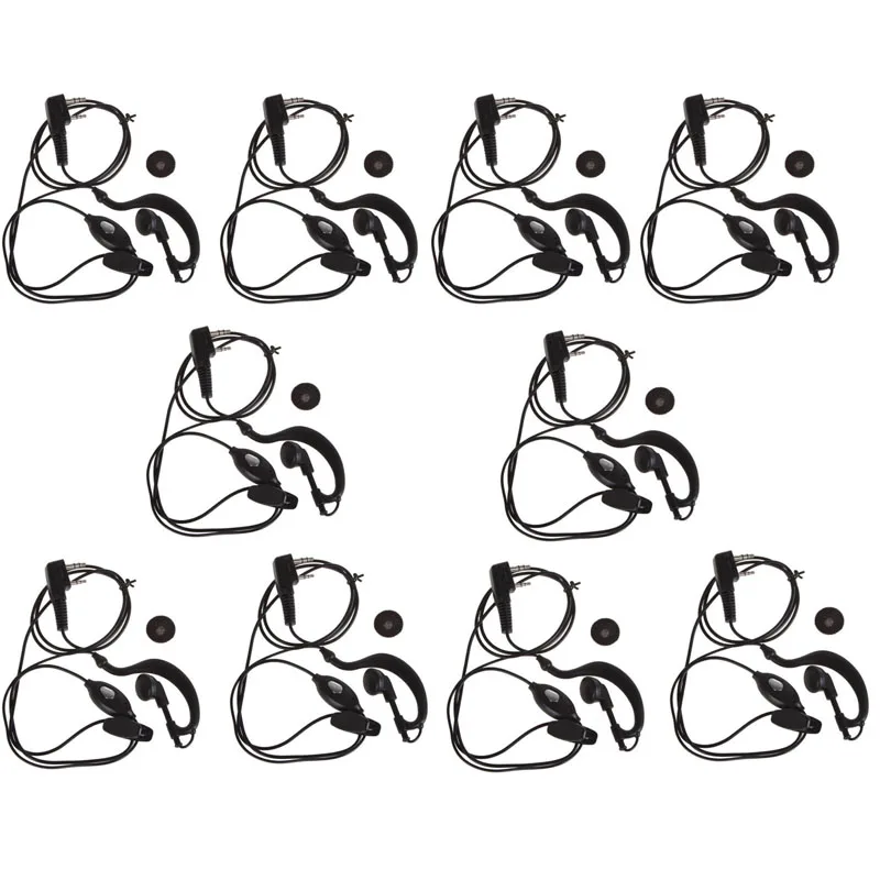 10pcs Baofeng UV-5R Walkie Talkie G Shape Ear Hook Earpiece 2 Pin PTT Mic Headset Microphone for 888S 777S 666S Handheld Radio baofeng uv 5r walkie talkie g shape ear hook earpiece 2 pin ptt mic headset microphone for uv5r 888s 777s 666s handheld radio