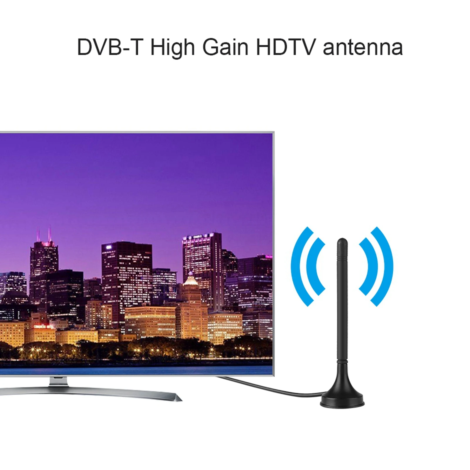 디지털 안테나 마그네틱 베이스 안테나 디지털 DVB-T 실내 HDTV 차량용 안테나 UHF VHF 듀얼 밴드 마그네틱 베이스 10DB TV 안테나