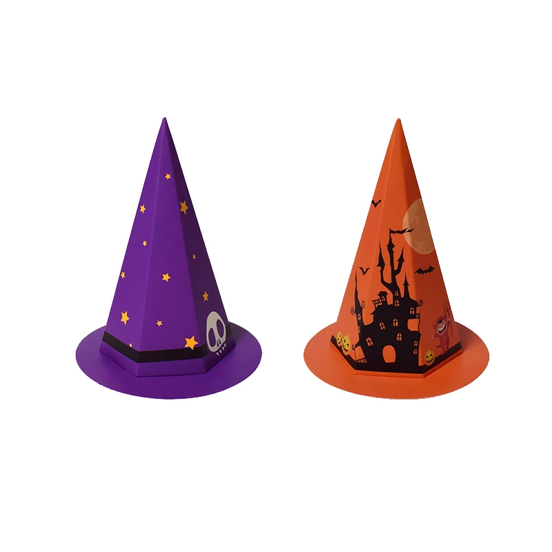 10/20Pcs Halloween Cartoon Hat Candy Box Funny Pumpkin Ghost Paper Packaging Bomboniere Scatola Regalo Trick Treat Party Supplies
