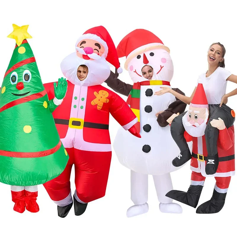 

Adult Halloween Inflatable Mascot Costume Santa Claus Snowman Elk Christmas Carnival Party for Family