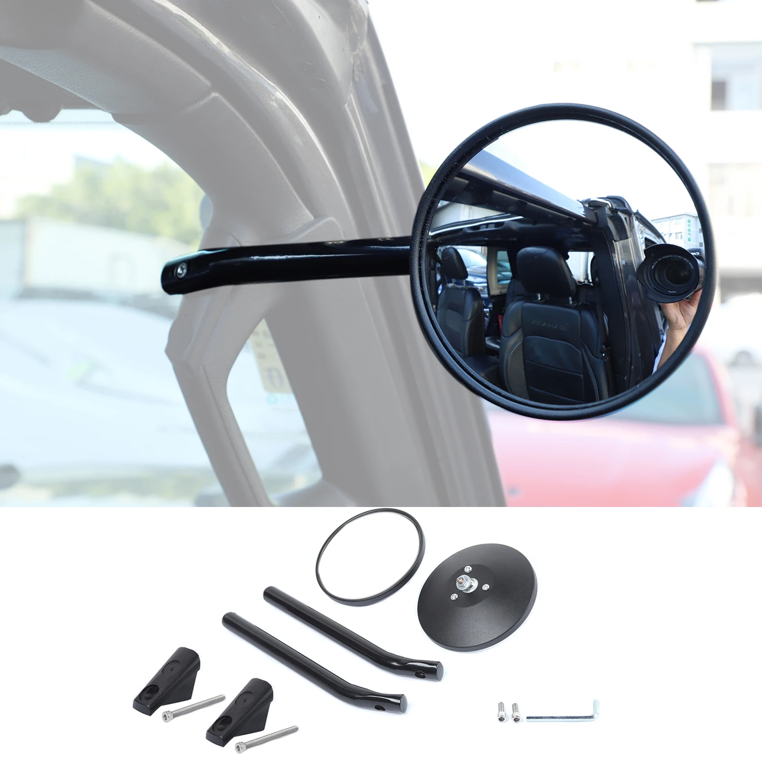 

A-pillar Grab Handle Rear View Mirror for Jeep Wrangler JL Gladiator JT 2018-2023 Black Car Interior Parts Accessories