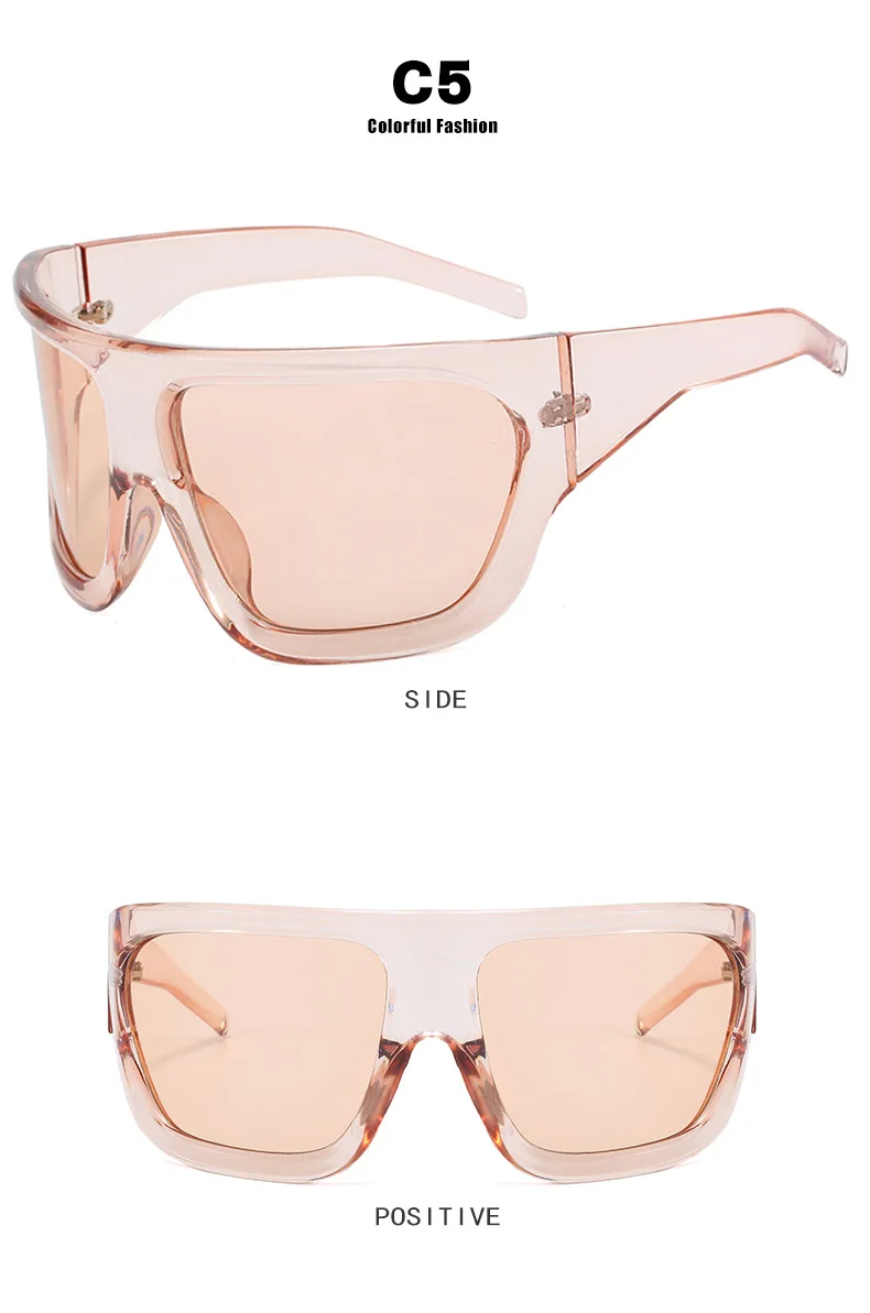 DOHOHDO Übergroßen Quadratischen Sonnenbrille Frauen Persönlichkeit Einfache UV400 Brillen Frauen Mode Retro Brille Punk Gafas De Sol Mujer – Detail 12