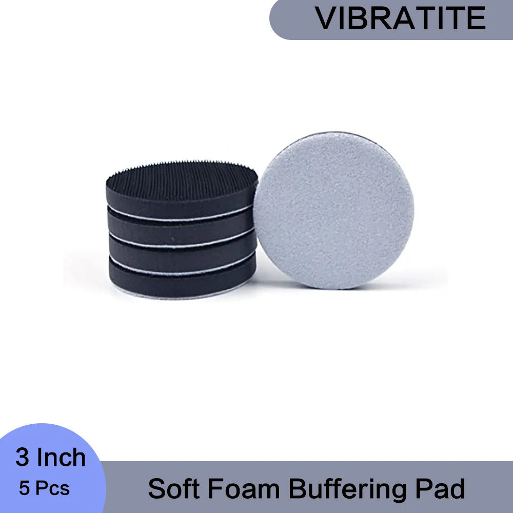 

3 Inch Hook and Loop Soft Foam Buffering Pad 75mm for 3" Sanding Pad, 5 Pack Density Sponge Cushion for Improved Results