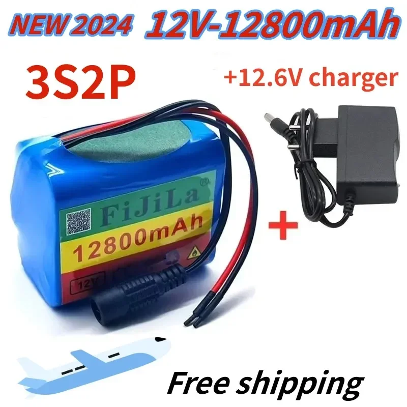 

2024 New 3S2P 12V 12800mAh 18650 Lithium-ion Rechargeable Battery with Bms Lithium Battery Protection Board and 12.6V Charger