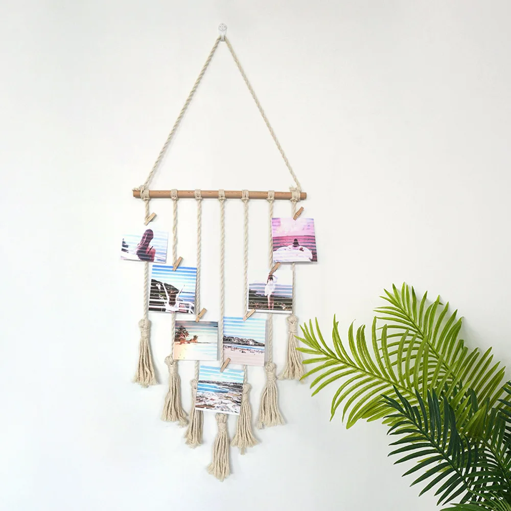 Ins Woven Decorative Tapestry Tassel Photo Clip Nordic Home Decoration