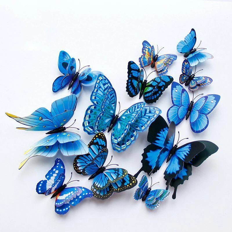 3D PVC Wall Stickers Butterfly Children's Room Home Background Wall Decoration 12Pcs wall sticker,wall stickers